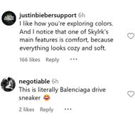 Fans react to SKYLRK shoes. (Image via Instagram/justinbieber)